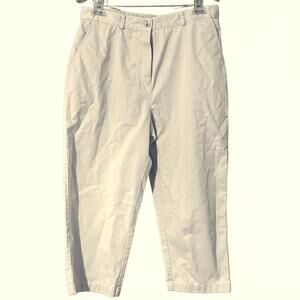 L.L. Bean Women's Original Fit Khaki Chino Pants Size 14 100% Cotton Office Work